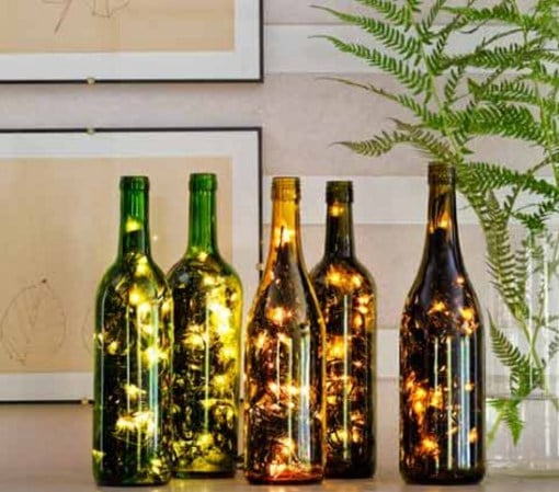 Light Decorations Made From Champagne Bottles