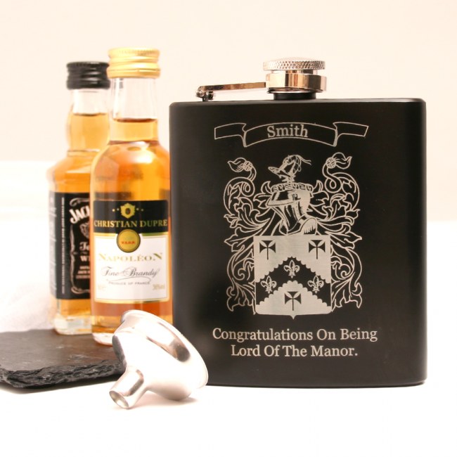 Personalised Family Crest Hip Flask