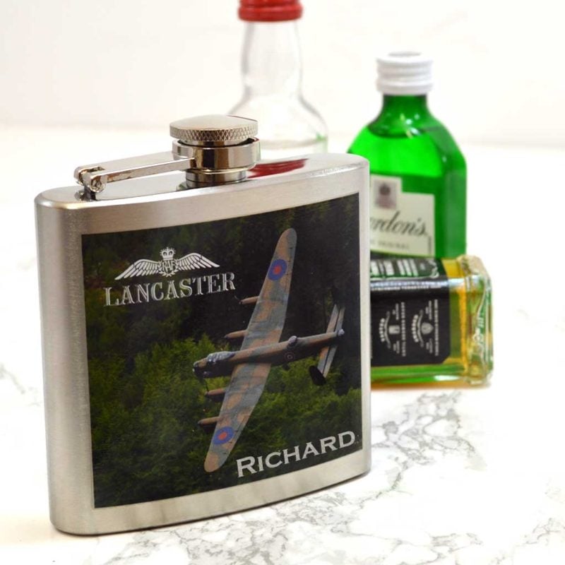 A Personalised Hip Flask with An RAF Lancaster