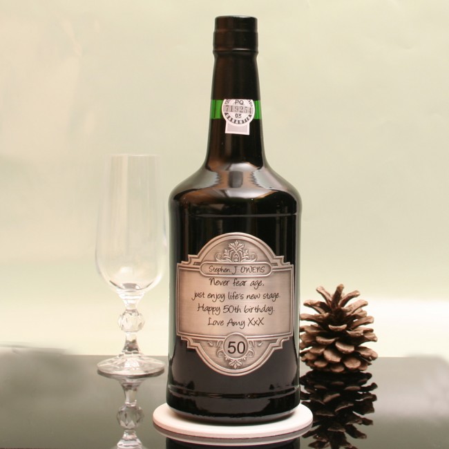 Personalised Port with Pewter Label