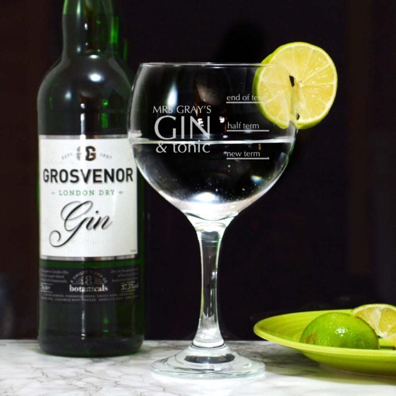 Personalised Gin Glass Thank You Teacher Gift