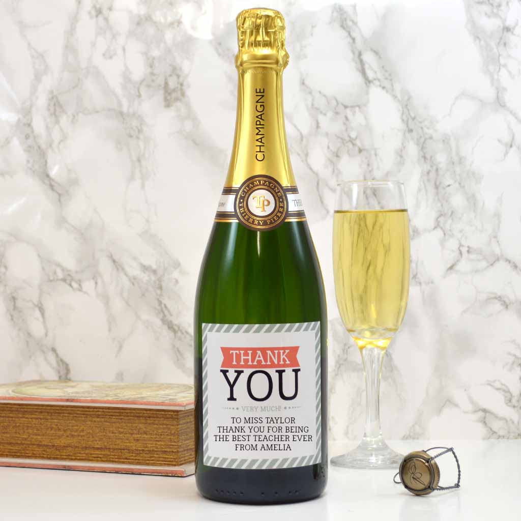 Thank You Teacher Gift Personalised Champagne
