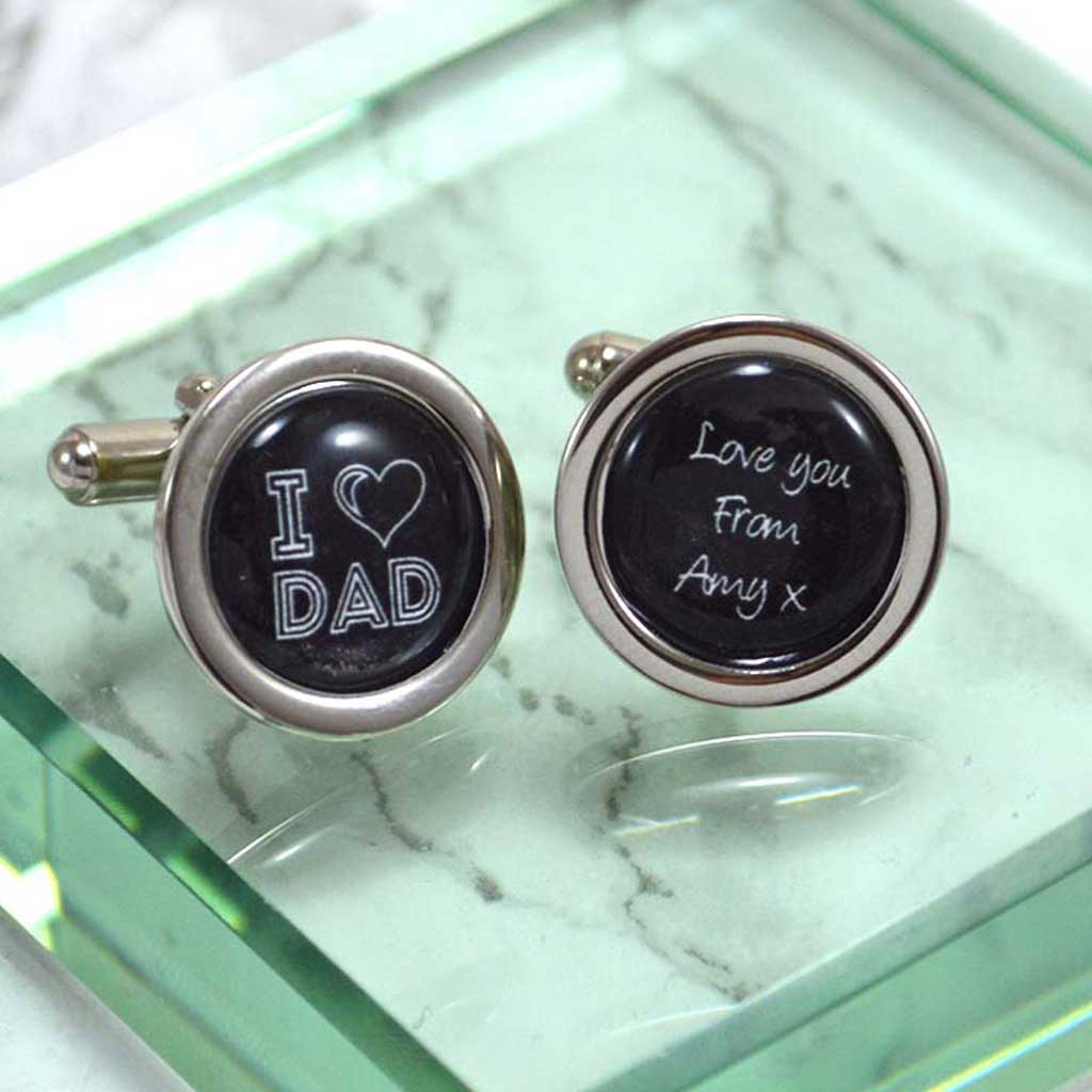 Fathers Day Gifts Personalised Cufflinks I Love Dad