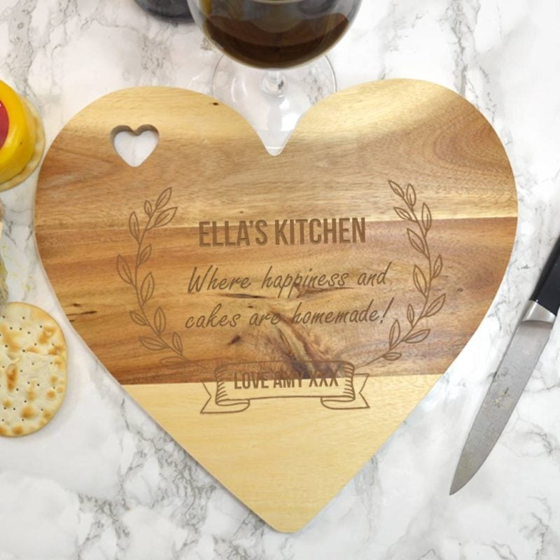 Personalised Wooden Heart Chopping Board Housewarming Gifts