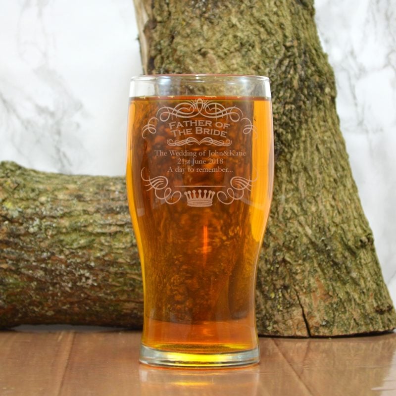Engraved Pint Glass Gift For The Father Of The Bride