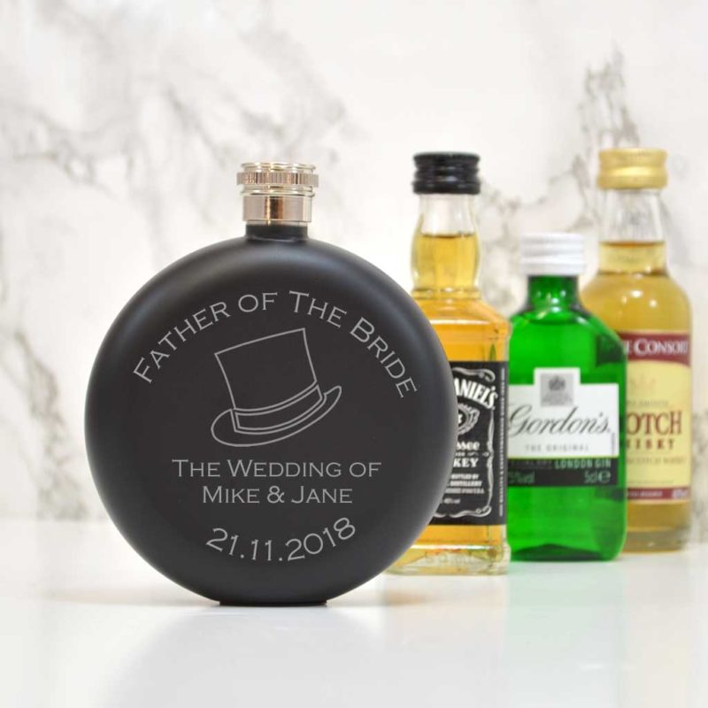 Personalised Father of The Bride Gift Round Hip Flask Gift