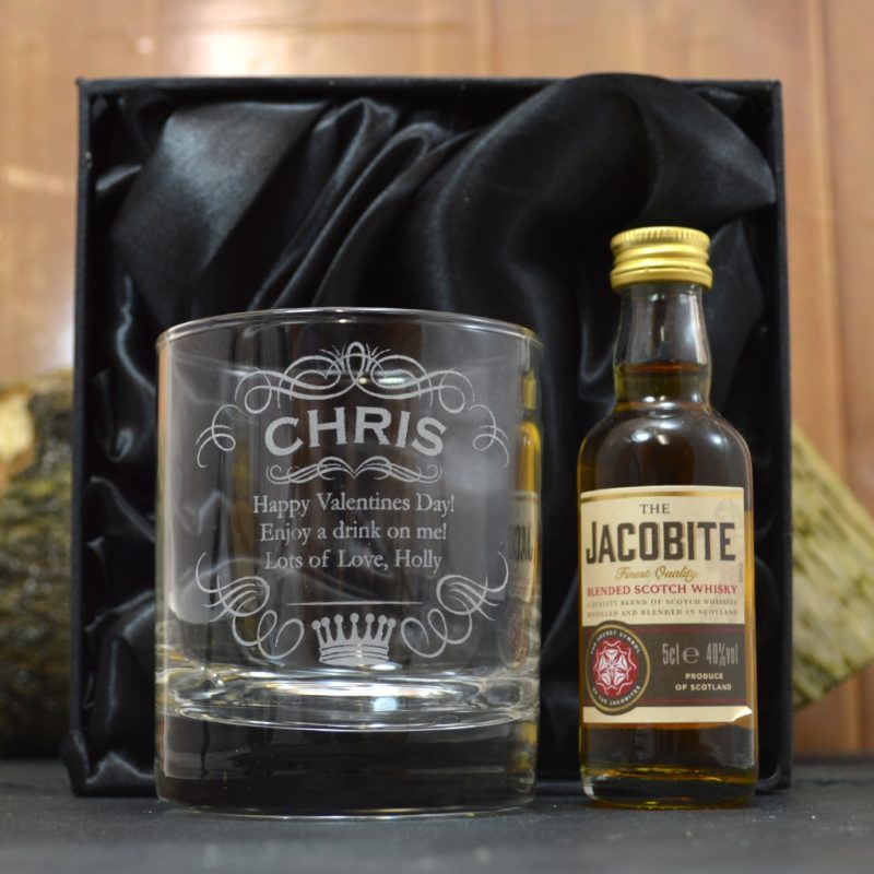 Personalised Whisky Glass Spirit Set Crown Design