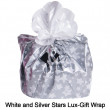 white and silver stars lux gift wrap