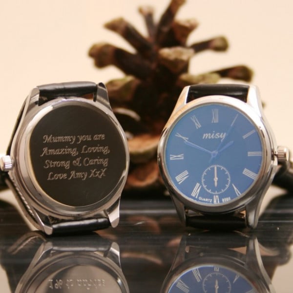 Ladies Engraved Wrist Watch Silver and Two Tone