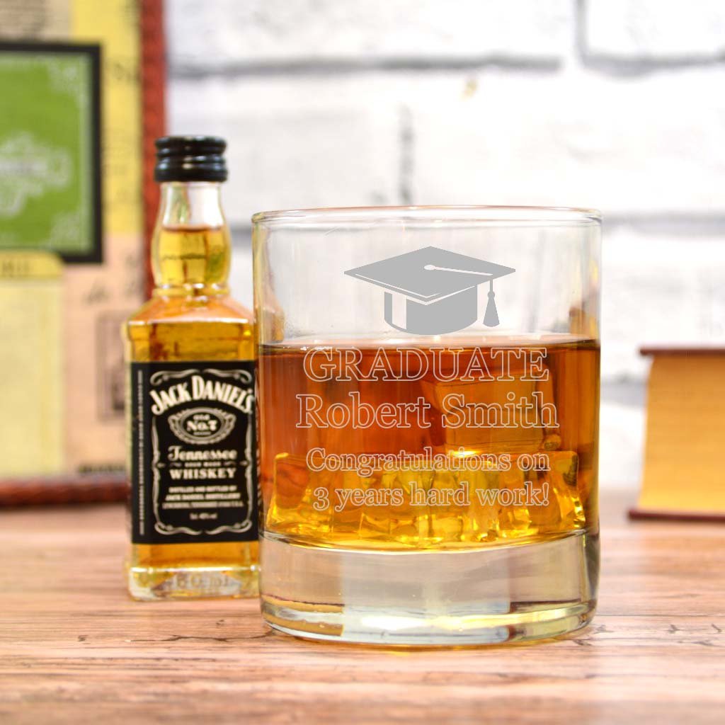 Graduation Jack Daniels Gift Set with Personalised Glass from GiftsOnline4U