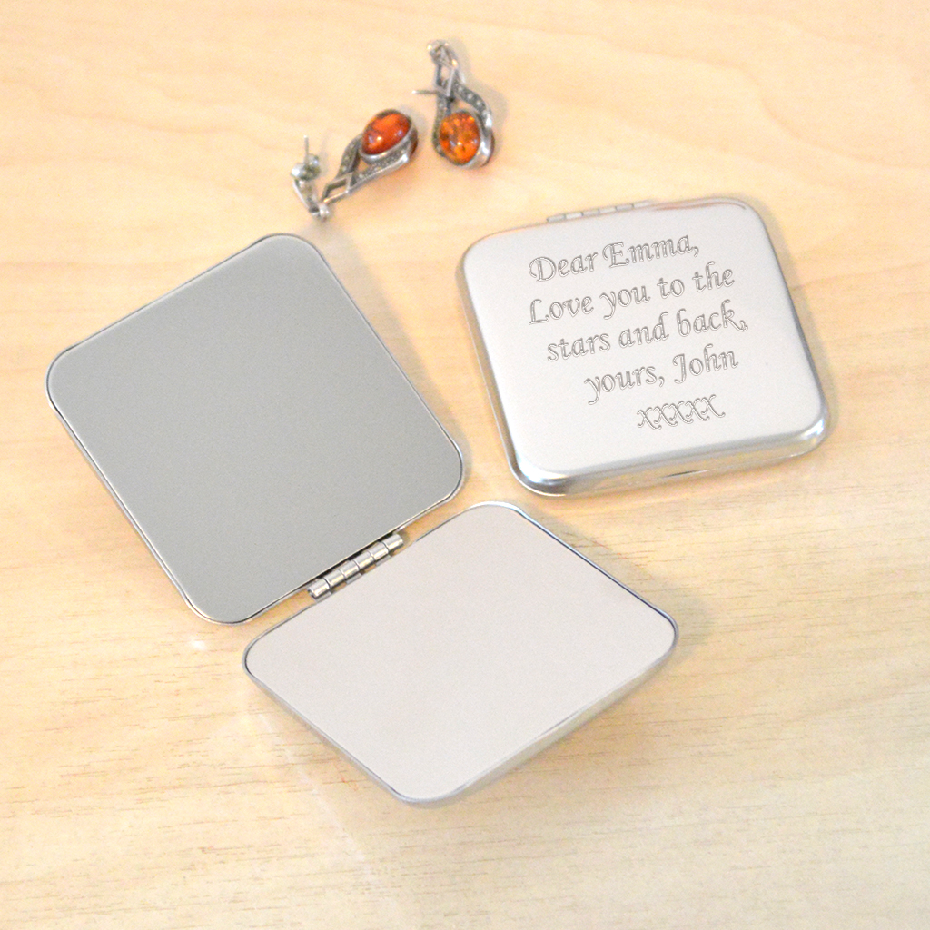 Personalised Silver Compact Mirror from GiftsOnline4U