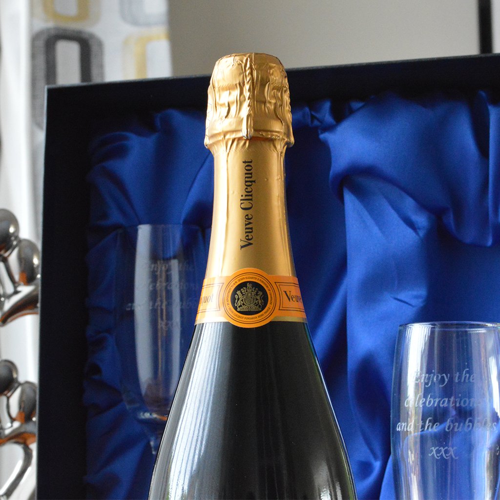 Veuve Clicquot Champagne Gift Set with Champagne Glasses in Gift Box