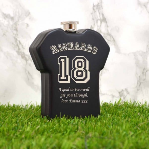 black football hip flask 18