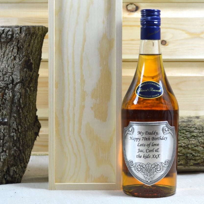 Personalised Brandy with Engraved Pewter Label