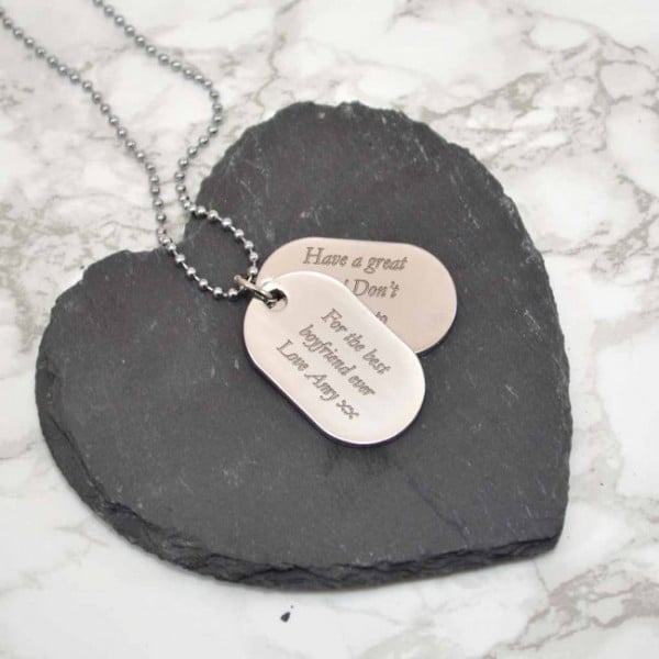Personalised Twin Dog Tag Necklace Gift For Boyfriend