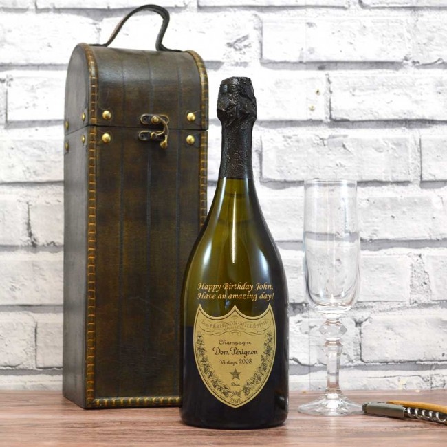 Engraved Dom Perignon Champagne Gift Set with Treasure