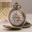 engraved father of the bride pocket watch bronze twin opening 1