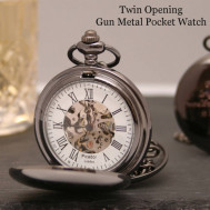 engraved father of the bride pocket watch gun metal twin opening 1 1