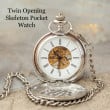 engraved father of the bride pocket watch twin opening skeleton 1