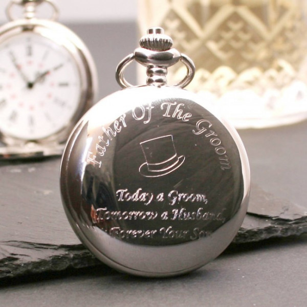 engraved father of the groom pocket watch