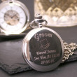 engraved groom pocket watch silver