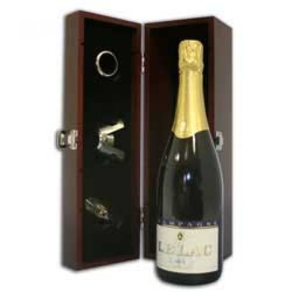 Engraved Gift Set with French Champagne in Engraved Wooden Box