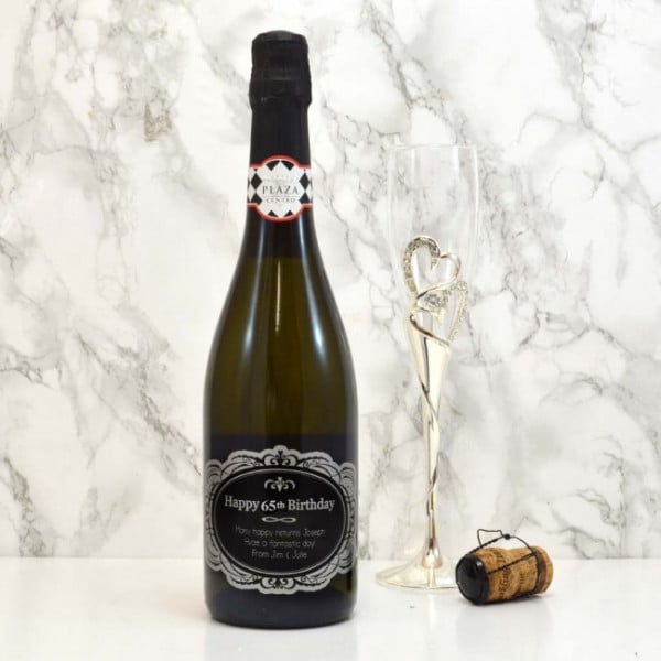 65th Birthday Prosecco Gift With Personalised Label