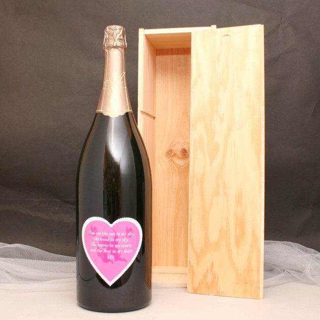Personalised Jeroboam Champagne With Heart Label from GiftsOnline4U