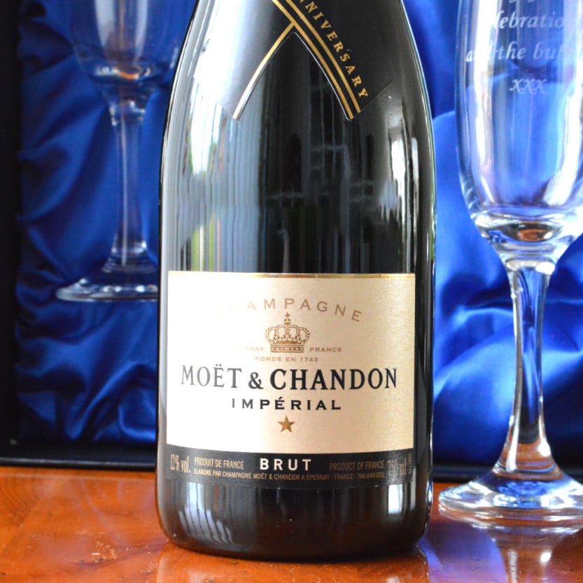 Moet and Chandon Champagne Gift Set with Champagne Glasses in Gift Box