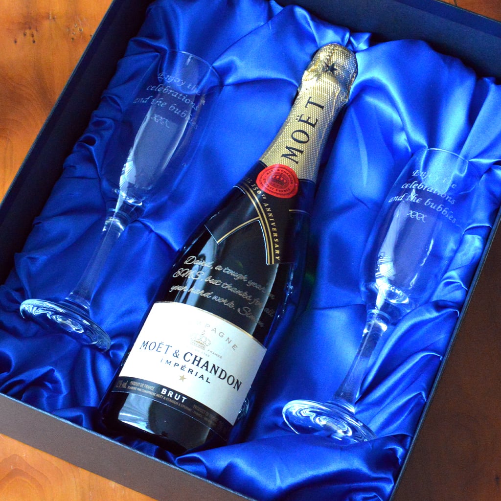 Moet and Chandon Champagne Gift Set with Champagne Glasses in Gift Box