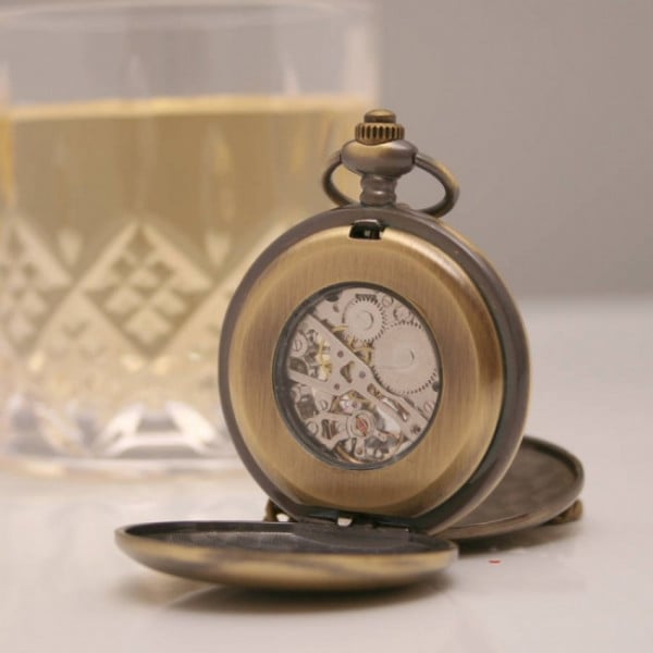 Personalised Bronze Pocket Watch Twin Opening