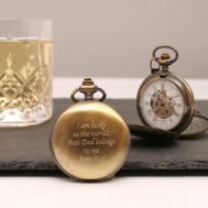 original personalised bronze pocket watch twin opening rear engraving