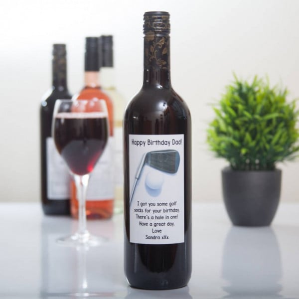 original personalised wine with a golf label