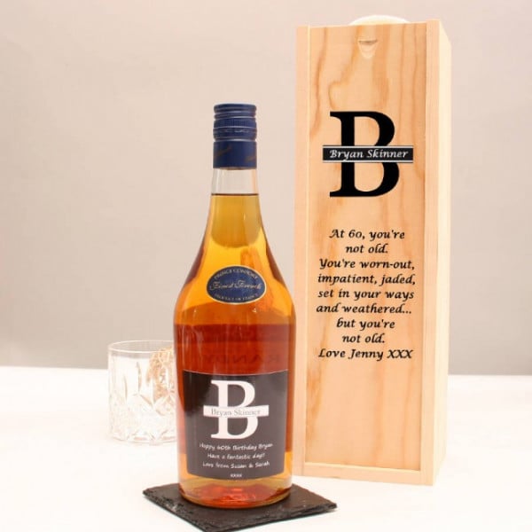 original personslised brandy gift set with monogram