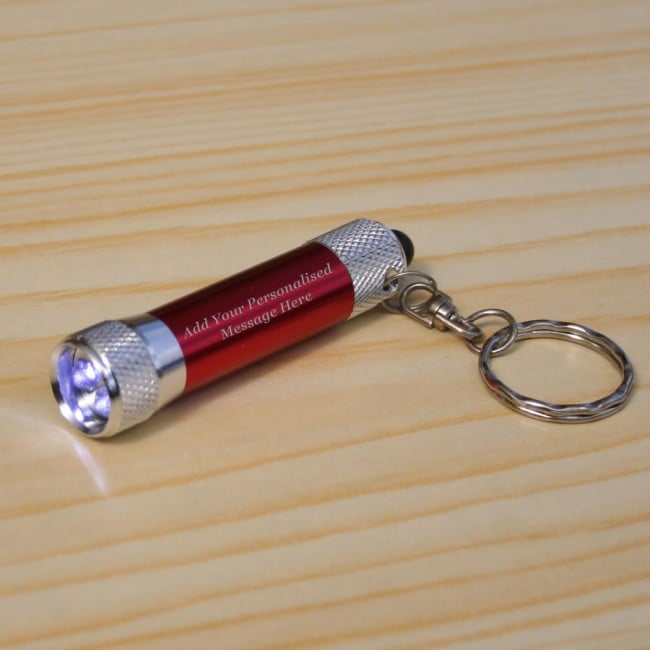 Personalised LED Torch Keyring in Red