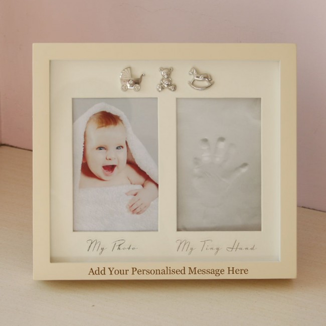 Personalised Baby Clay Hand Print And Photo Frame Gift from GiftsOnline4U