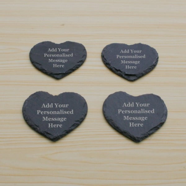 Personalised Heart Shaped Coaster Four Pack