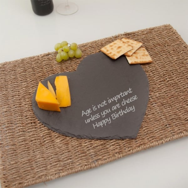 Personalised Heart Slate Board for Cake, Cheese, or Bread