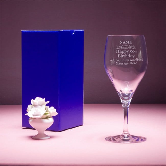 Elegant Personalised 90th Birthday Present Wine Glass 41cl from GiftsOnline4U