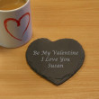 Personalised Be My Valentine Heart Slate Coaster
