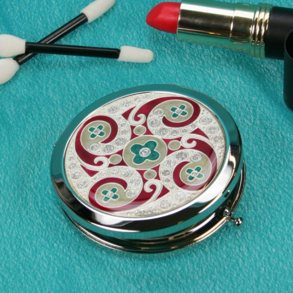 Engraved Compact Mirror with Swirly Design