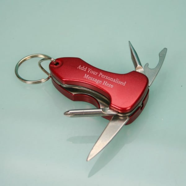 Personalised Multi tool Key Ring In Red