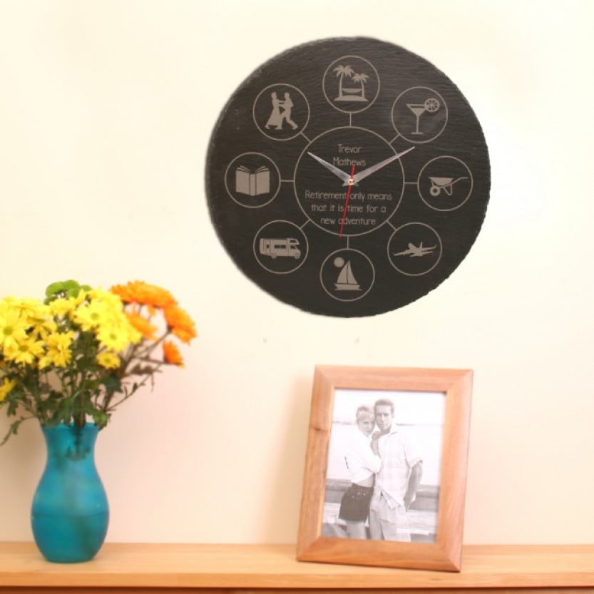 Personalised Slate Clock For Retirement