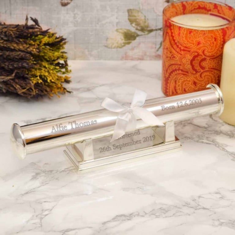 Engraved Christening Certificate Holder