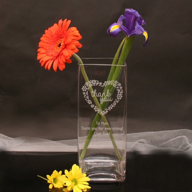 Engraved Vase Thank You Gift Heart Design from GiftsOnline4U