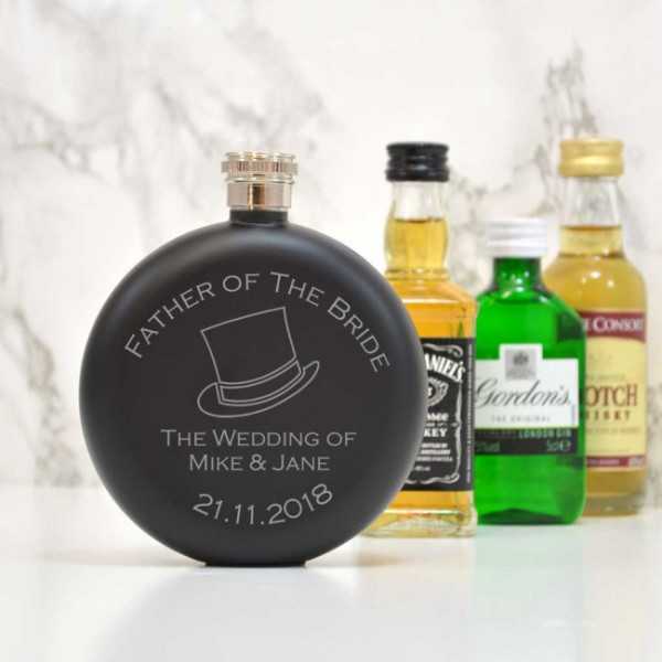 top hat hip flask father of bride