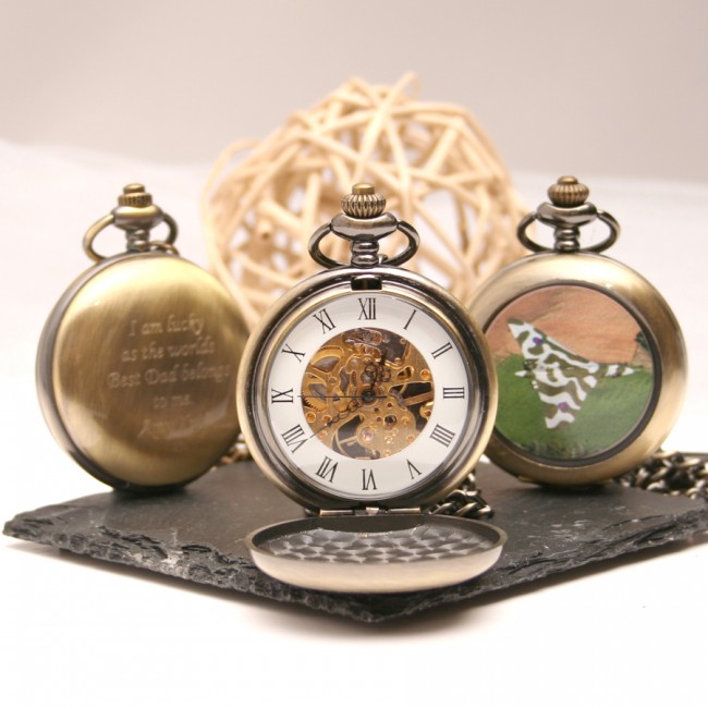 Bronze Mechanical Pocket Watch With Image Of Vulcan in the Sky from GiftsOnline4U