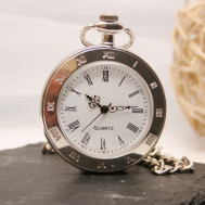 silver quartz pocket watch