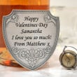 personalised valentines day champagne label in embossed pewter1