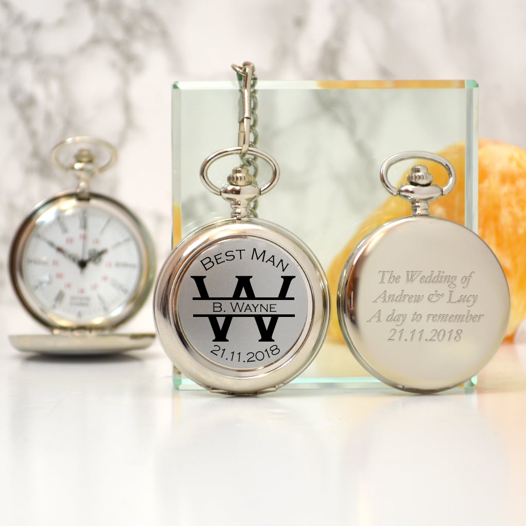 Pocket Watch Personalzed, Black Matte Quartz Pocket Watch Engraved